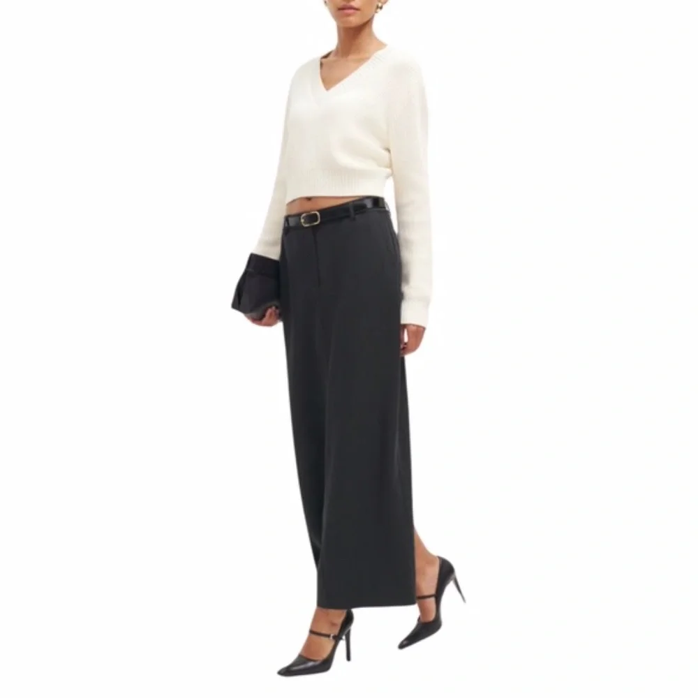 NEW Reformation Cairo Mid Rise Maxi Skirt Black 8